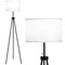 Gymax Modern Metal Tripod Floor Lamp White Fabric Shade w/ Chain Switch Home and Office
